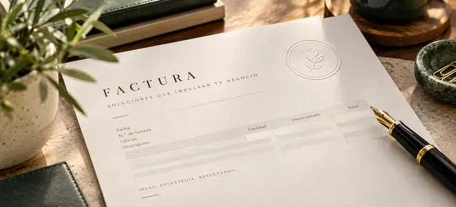 Una factura sobre papel de calidad junto a una pluma